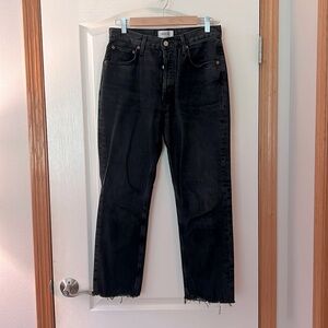 Agolde – black straight leg frayed hem jeans size 28